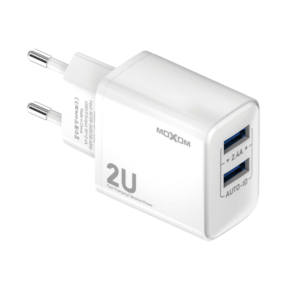 Kucni punjac Moxom MX-HC130 2.4A 2xUSB Lightning beli