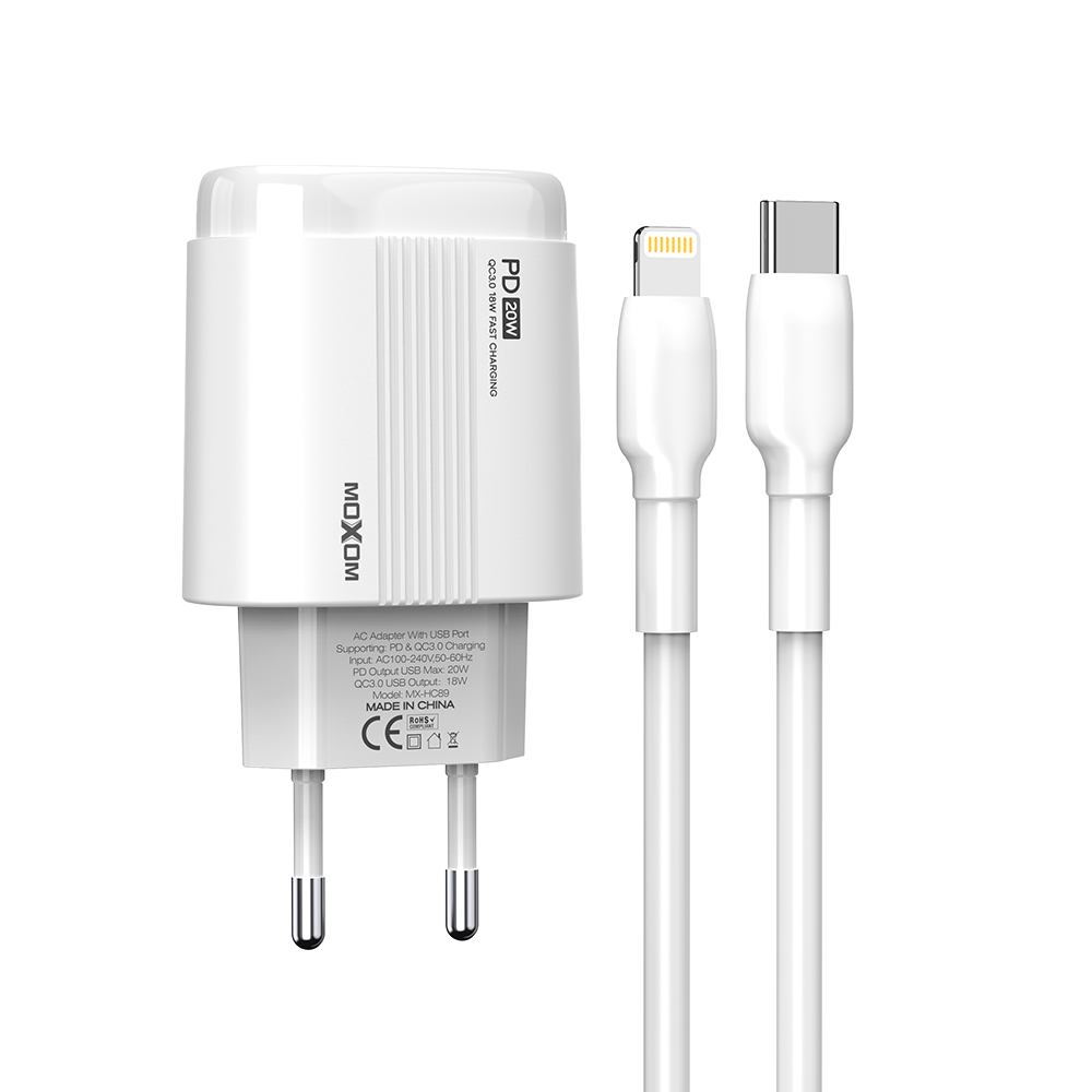 Kucni punjac Moxom MX-HC89 20W Type-C na Lightning beli