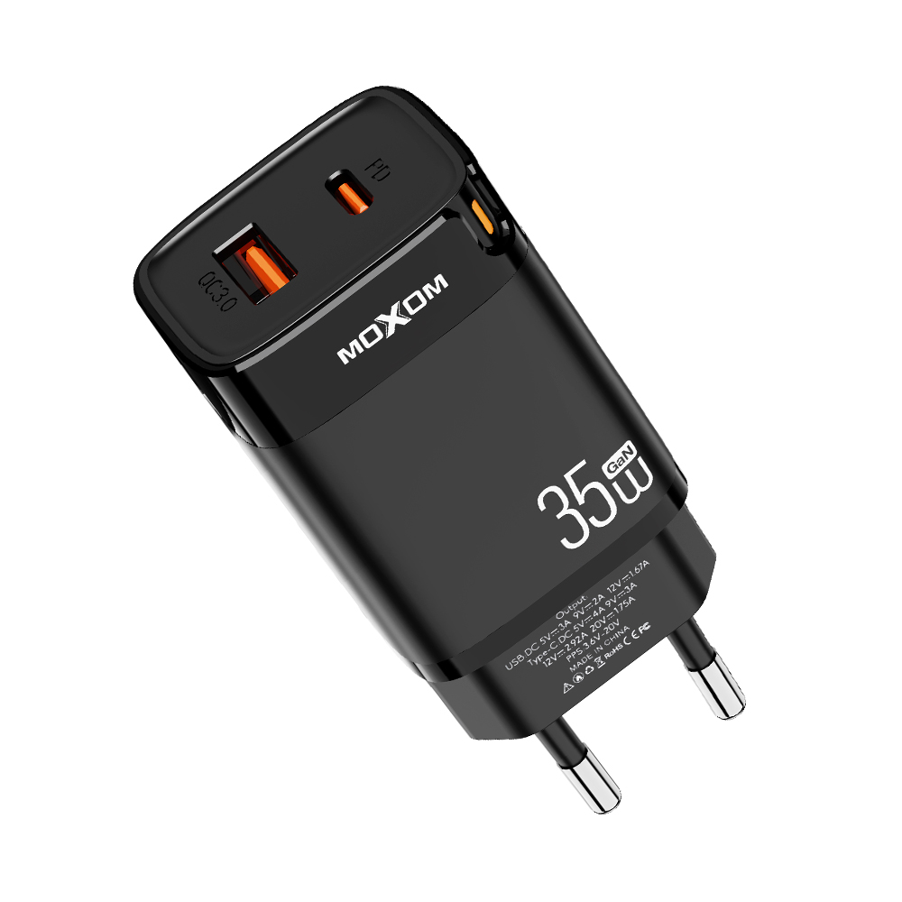 Kuciste punjaca MOXOM MX-HC242 35W PD Type C + USB crno