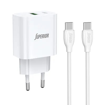 Kucni punjac Superior SU-P102 20W Type C na Type C beli (CERT)